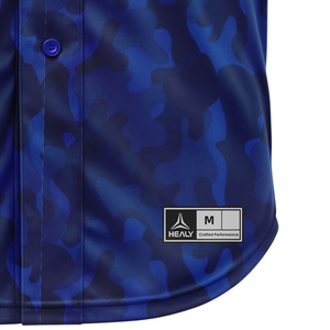 Maillot de baseball personnalisé pour homme, sublimation camouflage bleu, logo Healy brodé, numéro, boutons, manches courtes, uniforme sportif d'équipe - Product Image 4
