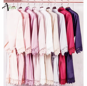 <span class=keywords><strong>Kimono</strong></span> da sposa in raso opaco da <span class=keywords><strong>donna</strong></span> per sposa e damigella d'onore con rifiniture in pizzo - Product Image 3