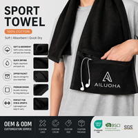 Serviette de sport tissée personnalisée avec logo, fermeture éclair, séchage rapide, écologique, avec poche magnétique pour banc de gym, en coton, pour la transpiration, vente en gros