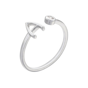 Anillo Ajustable con Inicial <span class=keywords><strong>de</strong></span> Letra del Alfabeto, Incrustado con Circonita Cúbica y Diamantes en Oro <span class=keywords><strong>de</strong></span> 18k, Modelo RM1530, Fino, Delicado y Mini - Product Image 4
