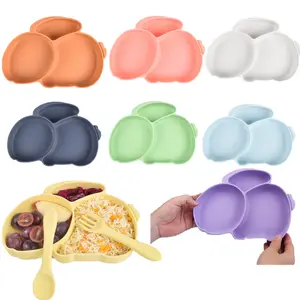 Food Grade Silicone Dinner Plate Strong Suction Silicone Bowl Breakfast Plate Anti-scalding Silicone Baby Feeding Rabbit Plate