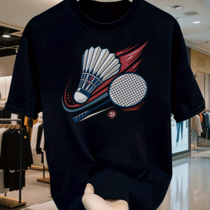 T-<span class=keywords><strong>shirt</strong></span> graphique professionnel de <span class=keywords><strong>badminton</strong></span> pour <span class=keywords><strong>homme</strong></span>, style sportif, à manches courtes, pour les fans de sport, haut décontracté et athlétique - Product Image 1
