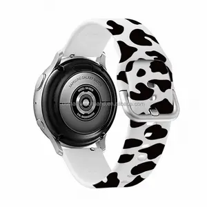 Platte 20Mm 22Mm Rubber Sport Polsband Print Siliconen Horloge Band Voor Samsung Actieve Band