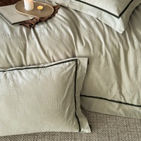 Ensemble de housse de couette en coton 50S personnalisable, ensemble de literie élégant en jacquard, ensemble de draps 4 pièces pour chambre d'hôtel