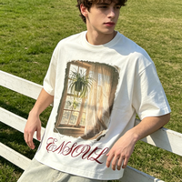 Bekleidungs-Sourcing: 100% Baumwolle Unisex Oversized T-Shirt mit Grafikdruck, Umweltfreundliche Streetwear, O-Ausschnitt, Fallende Schulter, Kurzarm