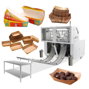 Disposable Boat Shape Box Kraft Food Paper Sushi Trays Making Machine Hot Dog Tray Forming Machine