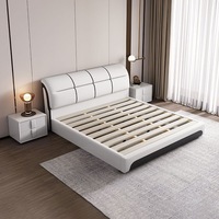 Lits en cuir rembourrés confortables de luxe modernes pour chambre à coucher, taille king et queen, avec tiroirs, meubles de chambre à coucher pour la maison, pour adultes
