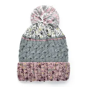 Hot sale Fur ball Winter hats women Knitted Beanie