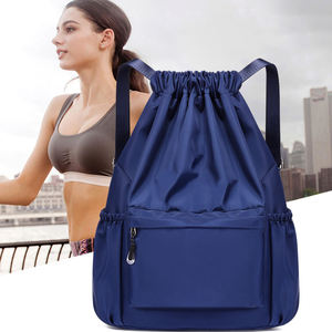 กระเป๋าผ้าโพลีเอสเตอร์พับได้กันน้ำแบบมีเชือกผูก สำหรับกีฬา ออกกำลังกาย ใช้กลางแจ้ง ลำลอง กระเป๋าเป้สะพายหลังแบบมีเชือกผูก - Product Image 6