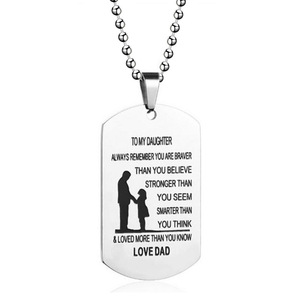 <b>Dad</b> To <b>Daughter</b> Stainless Steel Military Tag Necklace With Love Message <b>Gift</b> For <b>Daughter</b> - Product Image 1
