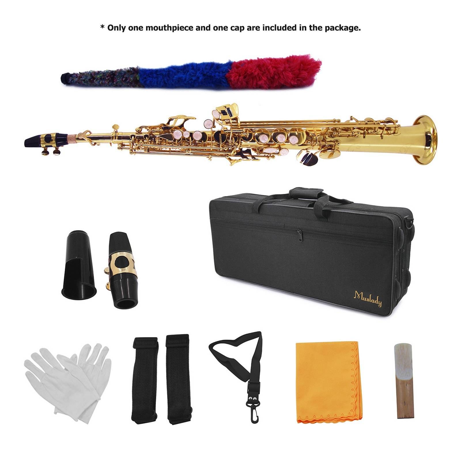 Muslady Bb Soprano Saxophone - Brass Lacquered Woodwind Instrument