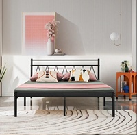 Prix direct usine, Structure robuste, usage domestique, noir, Queen Size, Double taille, plate-forme métallique, cadre de lit, lit blanc