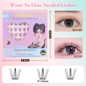 Private Label 54 Stück Klebefreie Wimpern Luftige Press-On Wimpern C-Curl 9-11mm Kein Kleber Nötig Cluster-Wimpern - Product Image 3
