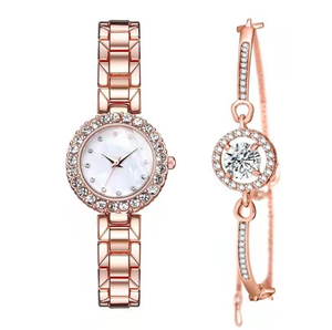 Luxury Diamond Zircon 5-Piece Set Wrist Watch <strong>Magnetic</strong> <strong>Earring</strong> Bracelet Ring Bracelet Watch With Women - Product Image 4