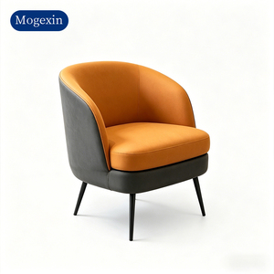 Modern <b>Light</b> Luxury Two-tone Upholstered Accent Chair Contrast Color PU Leather Single Armchair With Metal Legs For Living Room - Product Image 6