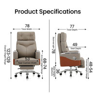 Chaise de bureau de luxe en cuir de vachette, chaise manuelle de direction en cuir véritable à dossier haut pour bureau