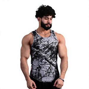 Camiseta sin mangas transpirable con estampado de camuflaje para hombre, de secado rápido, ecológica, sublimada, informal y moderna para el verano. - Product Image 3