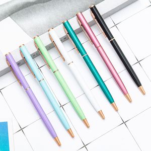 Stylo bille torsadé personnalisé en métal fin avec logo pour bureau, école, hôtel - Product Image 1
