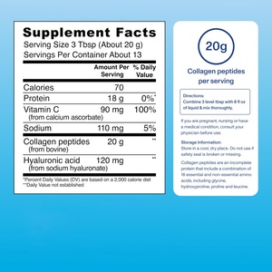 Compléments de collagène de haute qualité, enrichis en acide hyaluronique et vitamine C, 265 g de poudre de collagène - Product Image 3