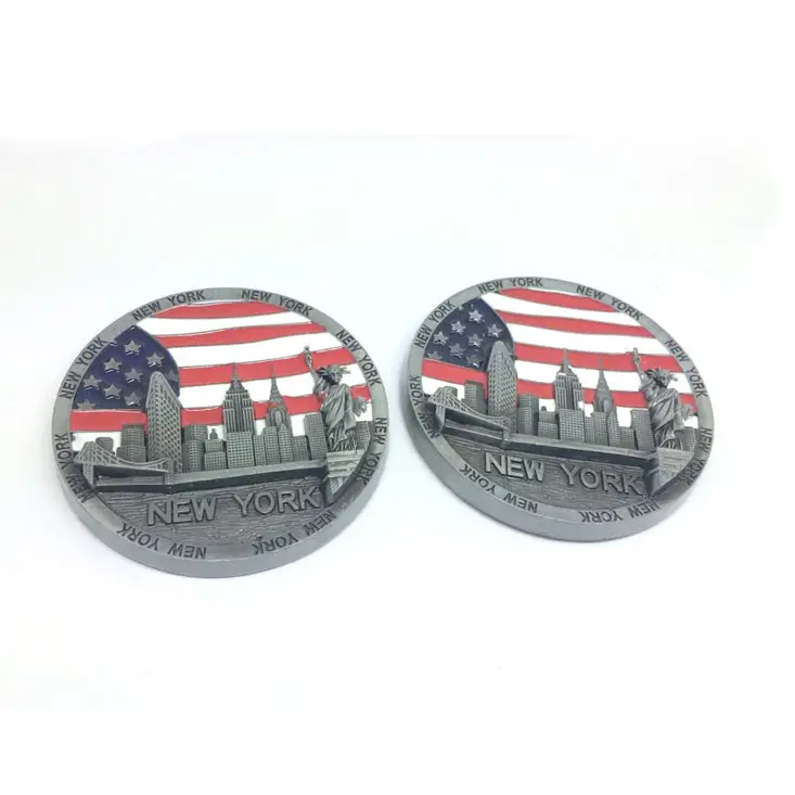 3D Coin Factory Antique Silver EUA Bandeira e Novo Trabalho Paisagem Metal Challenge Coin Atacado