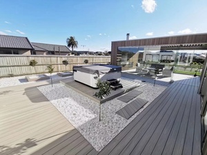 Tablero compuesto de cubierta para exteriores moderno europeo Durable impermeable PVC grano de madera teca roble antideslizante WPC Click cepillado técnica - Product Image 3