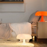 Lampe de table LED en forme de champignon orange, style nordique moderne minimaliste, en ABS, avec interrupteur à bouton USB, intensité réglable, batterie, E14