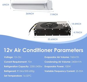 Unidad de Aire Acondicionado Silenciosa Ultrafina TELCOOL de 12V y 750W para Camiones, Autocaravanas y Remolques - Nuevo Diseño Tipo Split para Camiones - Product Image 3