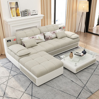 Ensemble de canapés sectionnels en tissu moderne pour les grands petits salons Table basse en U Combinaison de meuble TV Design simple et élégant