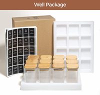 12 pots à épices en verre avec couvercle en bambou, 8 oz, récipients à épices carrés hermétiques avec 275 étiquettes noires