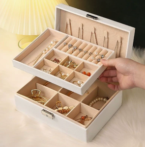 Luxury Modern Handmade Foldable PU Leather Velvet Jewelry Storage Case Travel Display <b>Box</b> Women Ring Watch Set Organizer - Product Image 5