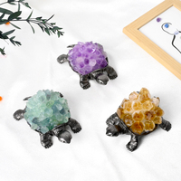 Figurines d'animaux en cristal de guérison en gros, tortues faites à la main en pierres de cristal naturelles brutes pour souvenirs