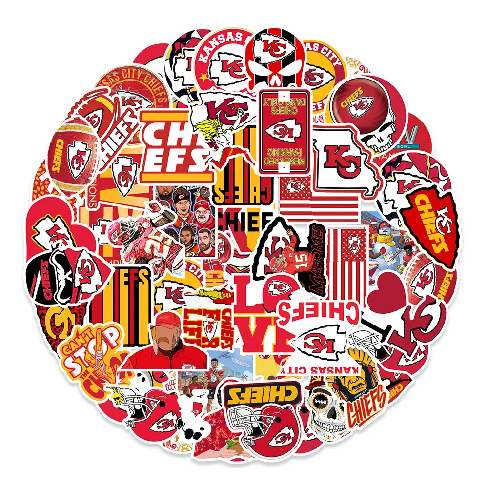 50 Pcs Kansas City Chiefs Football Graffiti Stickers Car Trunk Mobile Phone Water Cup Decoration Stickers Wholesale