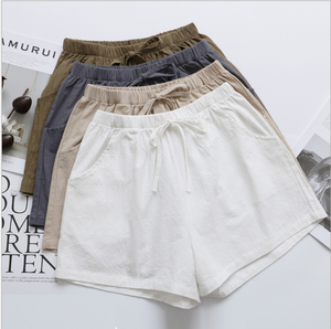 Nuovi pantaloncini Casual in cotone e <span class=keywords><strong>lino</strong></span> a vita alta per abiti estivi da <span class=keywords><strong>donna</strong></span> in 2020 - Product Image 2