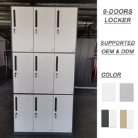 Armoire de rangement industrielle à compartiments, 3 niveaux, 9 portes, en acier, 1850x900x420mm, ISO 9001 CE, serrure à clé, porte ventilée