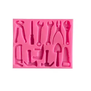 Hardware-Werkzeuge Fondant Silikon form Schraubens chl üssel Schraubstock Hammer Schokoladen kuchen form