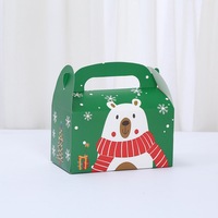 Boîte à gâteau portable à thème de Noël avec impression de bonhomme de neige et de renne de dessin animé pour la pâtisserie de Noël, les desserts, les pâtisseries, les emballages de fête