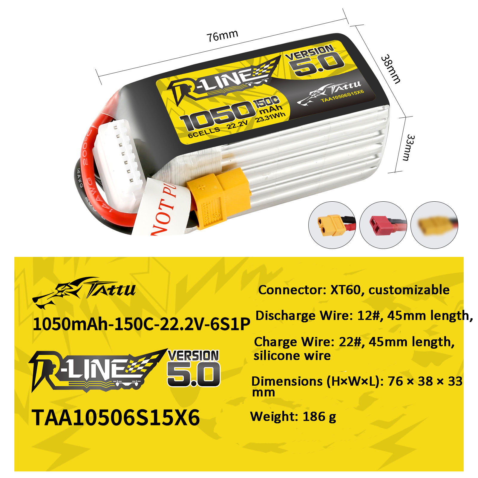 1050mAh-22.2V-6S1P-150C--XT60