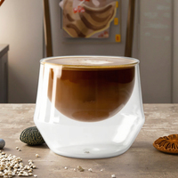 Petites tasses à expresso en verre Tasses à thé et soucoupes pour boissons chaudes pour latte, cappuccino, café et expresso