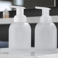 250ml 350ml bouteille de pompe moussante en verre de luxe avec logo personnalisé bouchon à vis vide en mousse nettoyante pour le visage pour les soins de la peau savon liquide