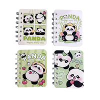 Carnet à feuilles mobiles avec motif panda mignon, couverture en plastique durable, reliure rechargeable pour étudiants