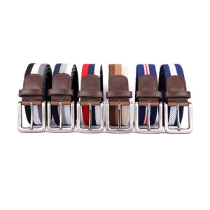 Fábrica al por mayor de encargo de los hombres de trenzado elástico tejido cinturón de golf para los pantalones vaqueros cinturón elástico con aleación para la hebilla - Product Image 1
