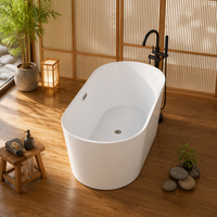 Baignoire rectangulaire autoportante en acrylique certifiée UPC CE, 60 pouces, moderne, avec chauffage à température constante et fonction bulles pour intérieur