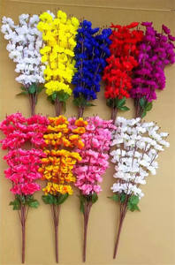 Branche de fleurs artificielles en soie pêche <span class=keywords><strong>et</strong></span> cerisier en blanc, rose <span class=keywords><strong>et</strong></span> violet - Décoration de remise de diplôme - Product Image 4