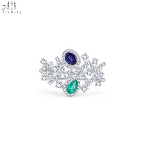 Fabricante de Joyería Fina de Hong Kong, Anillo de Lujo de Oro Blanco Sólido de 18K con Piedra Preciosa Natural y Diamante Natural, Regalo para Mujer - Product Image 4