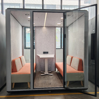 Cabine de bureau insonorisée moderne en aluminium, modulaire, avec ventilation, pour usage professionnel multi-personnes, vente en gros