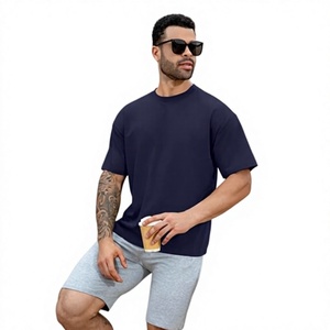 Camiseta de Manga Corta Azul Marino para Hombre, Corte Regular, Cuello Redondo Informal, Algodón Jersey, Color Sólido, Diseño Liso, Beazer Sports 220g - Product Image 5