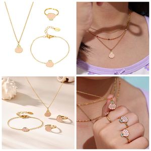 Niedliches Tropfendes Öl-Prinzessinnen-Kleid Halskette Armband Ring Edelstahl-Accessoires Modisches Kinder-Schmuckset MKJ055 - Product Image 2