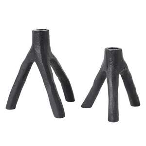 Soportes de pilar de vela antigua negra para el hogar, hoteles y restaurantes, candelabro de aluminio para Navidad - Product Image 4