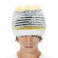 Bonnet en mohair tricoté personnalisé pour l'hiver avec broderie de logo et rayures jacquard – Fabrication OEM/ODM de bonnets