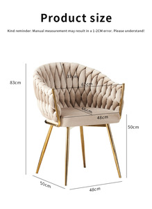 Chaises <span class=keywords><strong>en</strong></span> cuir tissé <span class=keywords><strong>en</strong></span> <span class=keywords><strong>rotin</strong></span> fait main, <span class=keywords><strong>chaise</strong></span> de <span class=keywords><strong>salle</strong></span> à <span class=keywords><strong>manger</strong></span> <span class=keywords><strong>en</strong></span> velours beige, pieds <span class=keywords><strong>en</strong></span> métal, <span class=keywords><strong>chaise</strong></span> de <span class=keywords><strong>salle</strong></span> à <span class=keywords><strong>manger</strong></span> moderne confortable <span class=keywords><strong>en</strong></span> tissu velours - Product Image 6